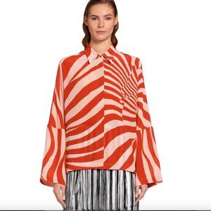 NWT  ROBERTO CAVALLI  Zebra Avantgarde Print Silk Shirt